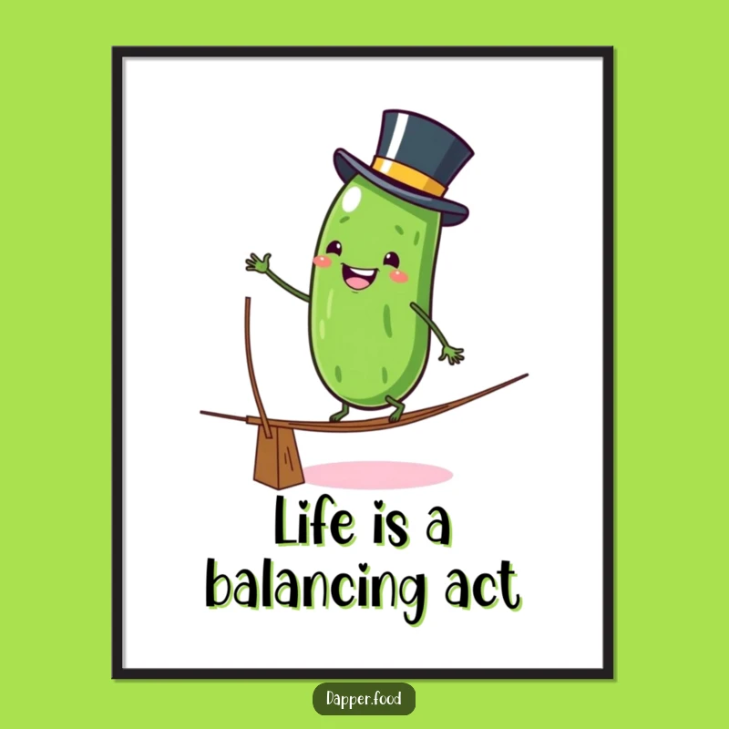 Free Printable Wall Art: Funny Pickle Tightrope, Dapper Downloadable Decor