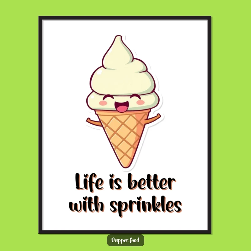 Free Printable Ice Cream Cone Wall Art: Funny Downloadable Gift for a Cheerful Space