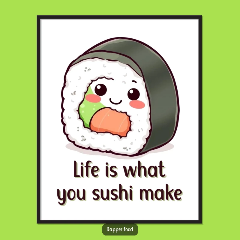 Free Printable Sushi Roll Wall Art: Funny Downloadable Gift for a Whimsical Space