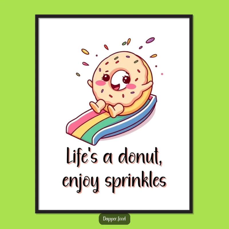 Free Printable Wall Art: Donut Rainbow Slide, Funny Downloadable Decor