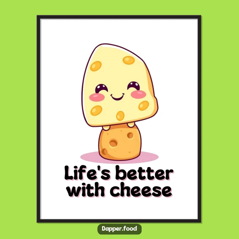 Free Printable Wall Art: Kawaii Cheese's Perfect Balance!
