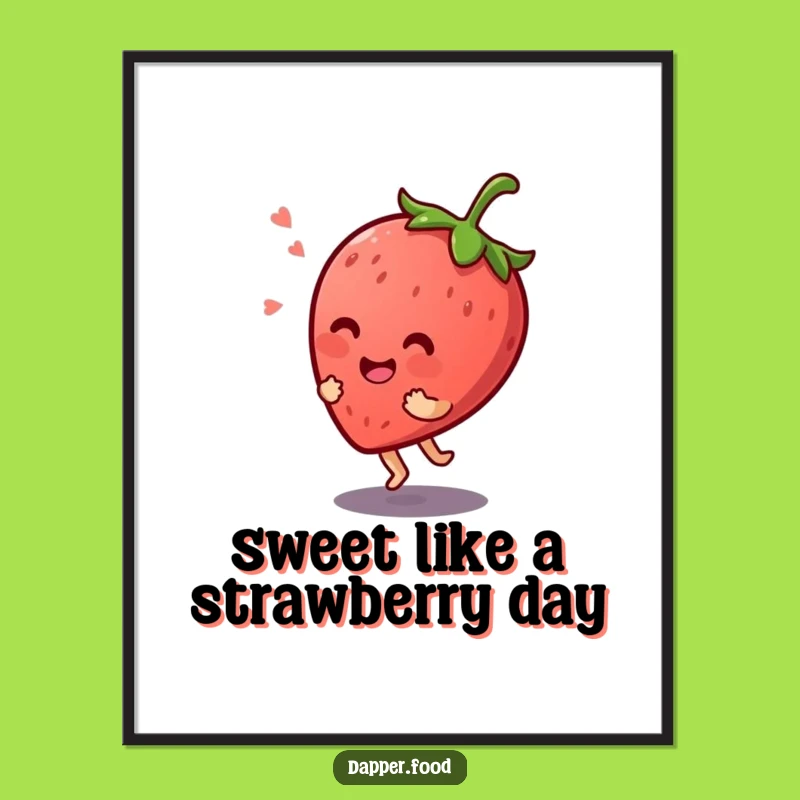 Free Printable Wall Art: Kawaii Strawberry's Bouncy Joy!