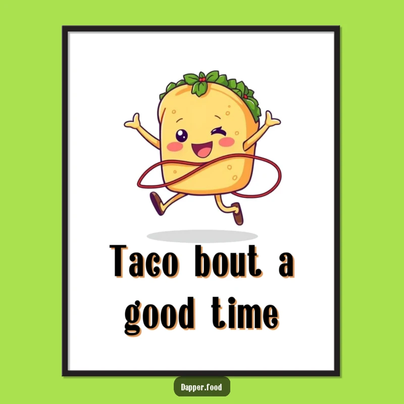 Free Printable Wall Art: Jumping Taco for spicy, funny downloadable art!