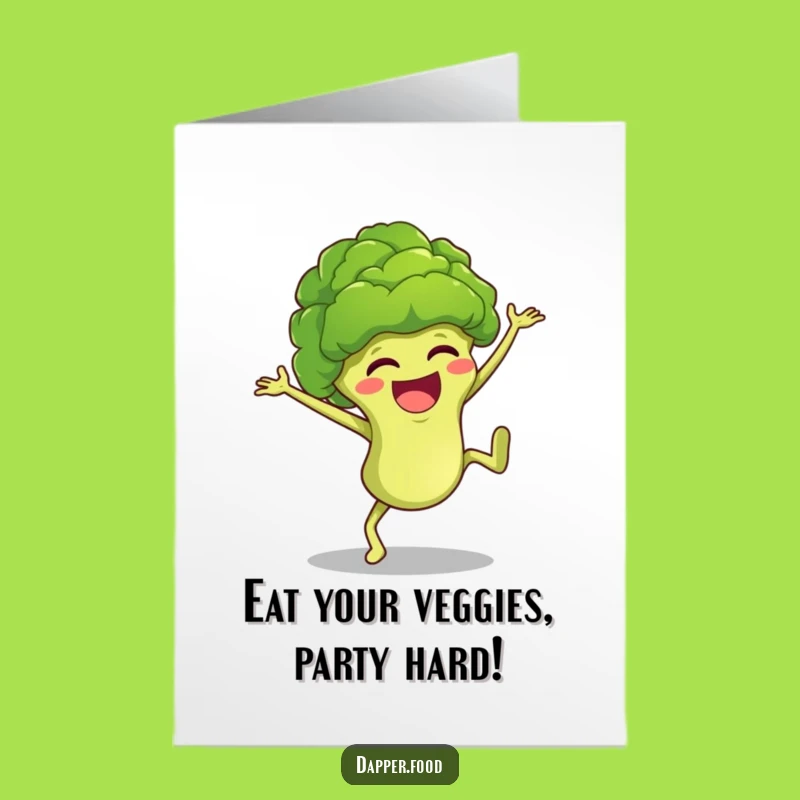 Free Printable Broccoli Birthday Card: Giggling Floret cartwheels for a hilarious downloadable gift!