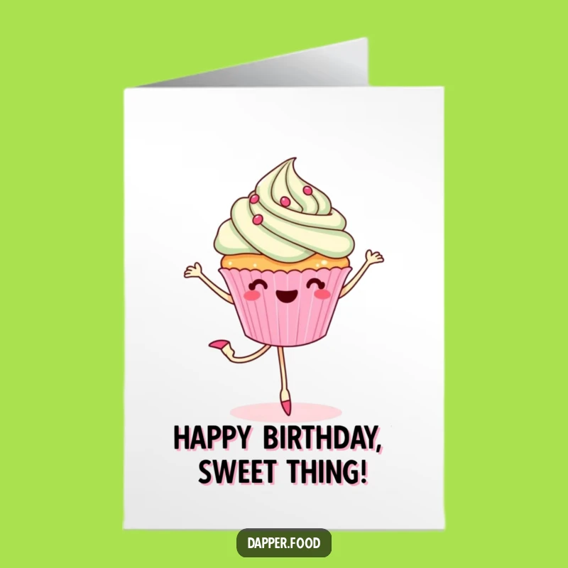 Free Printable Birthday Card: Cupcake Pirouette, Funny Downloadable for a Sweet Celebration