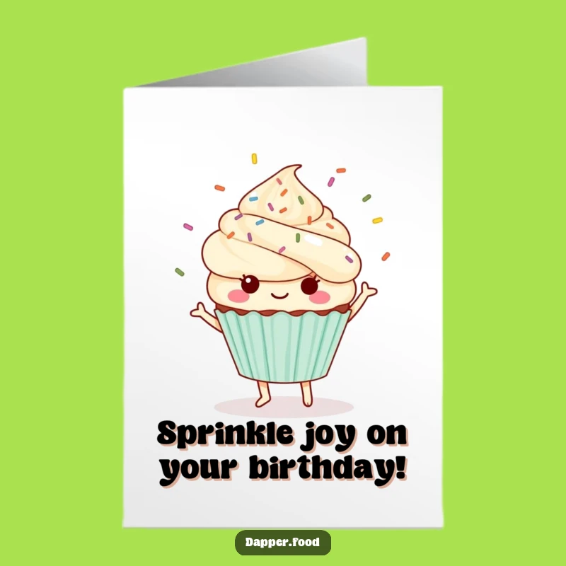 Free Printable Birthday Card: Dancing Cupcake with Sprinkles, Hilarious Downloadable Gift