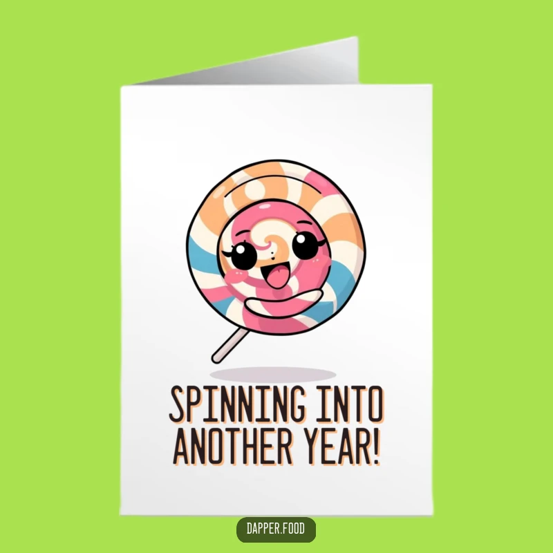 Free Printable Birthday Card: Funny Kawaii Lollipop Spin Gift