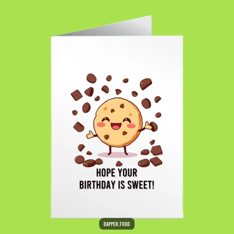 Free Printable Cookie Birthday Card: Funny Juggling Cookie & Chips Downloadable Greeting