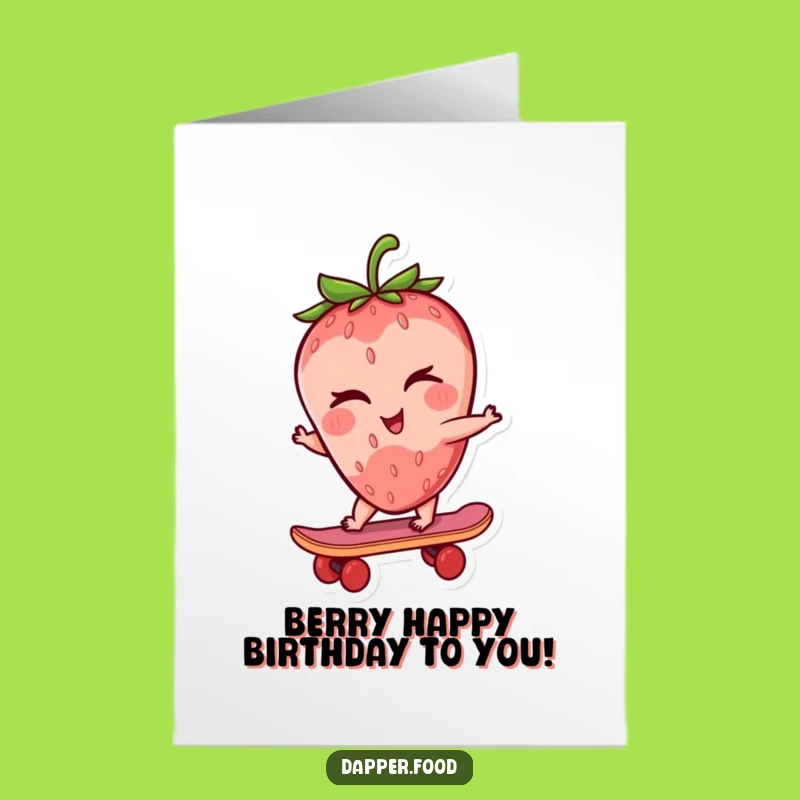 Free Printable Funny Strawberry Birthday Card - Winking Skater, Hilarious Downloadable Gift!