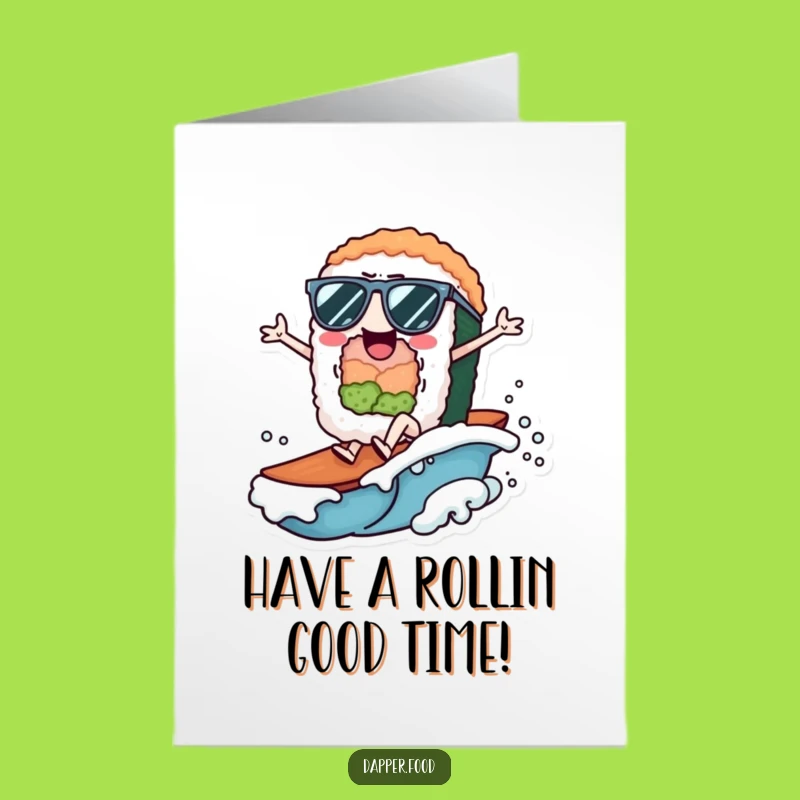Free Printable Sushi Birthday Card: Funny Wave Rider Downloadable Gift