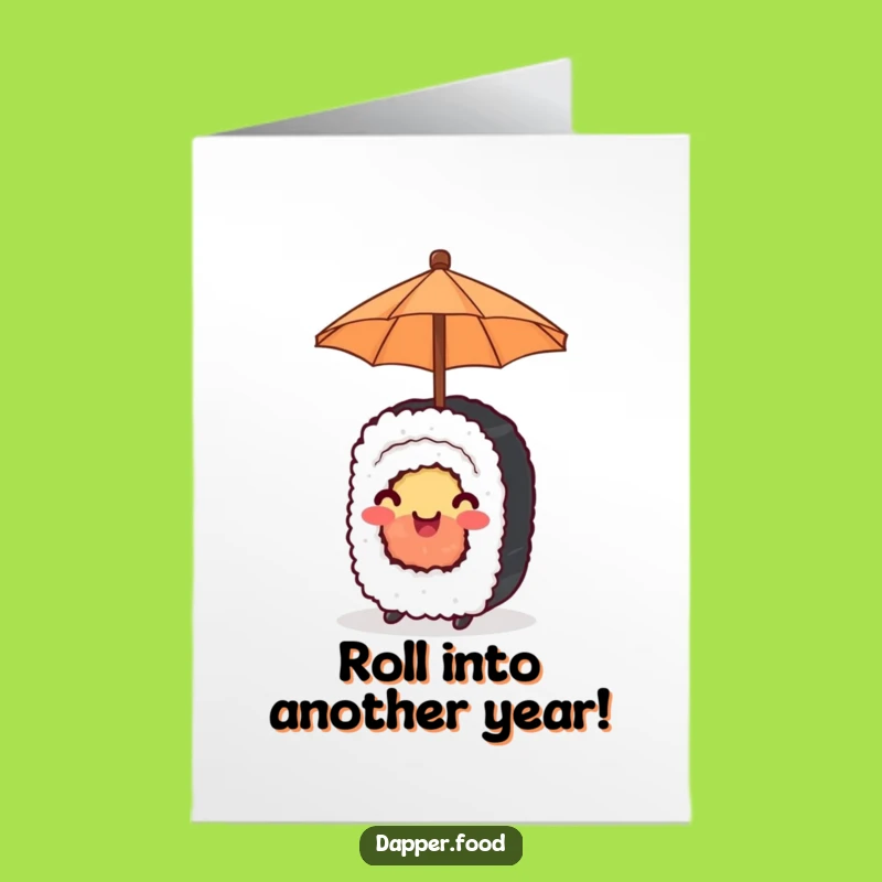 Free Printable Sushi Birthday Card: Umbrella Roll Downloadable Funny Gift