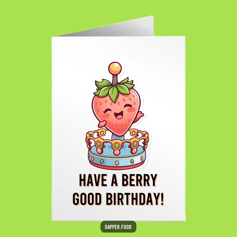 Free Printable Strawberry Birthday Card: Funny Merry-Go-Round Downloadable Gift