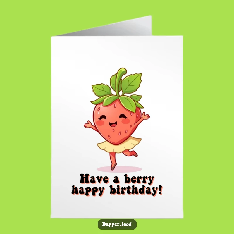 Free Printable Birthday Card: Dancing Strawberry Ballet Twirl Downloadable Greeting