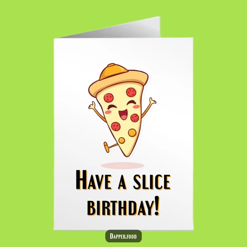 Free Printable Birthday Pizza Card: Funny Winking Slice Downloadable Gift