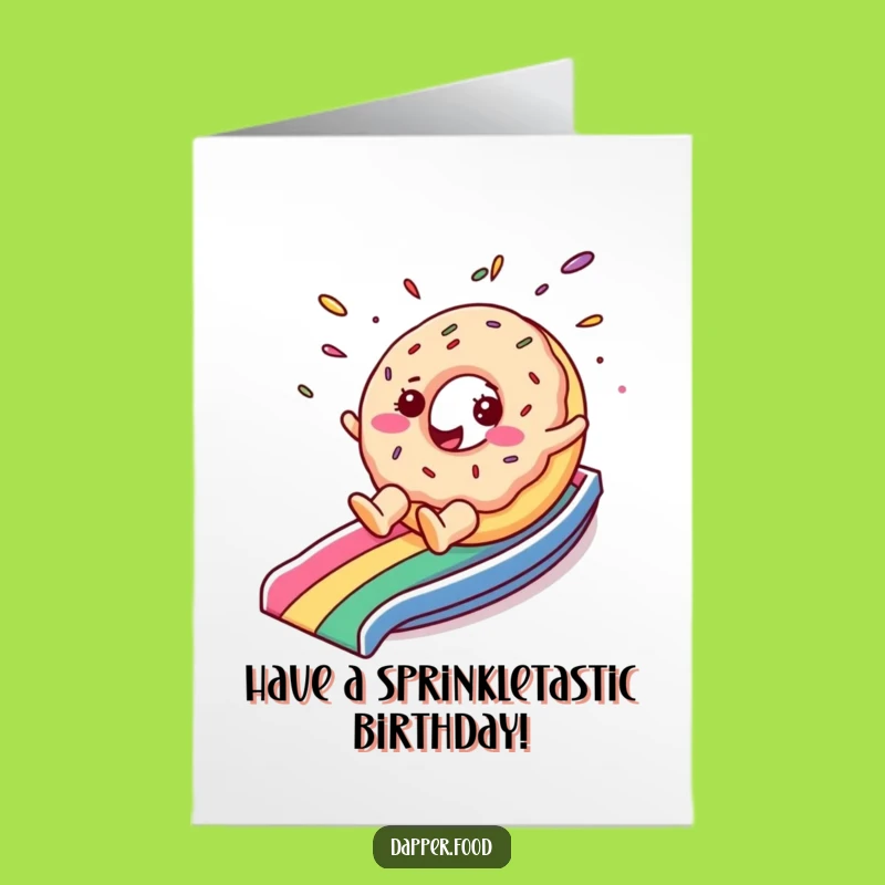 Free Printable Birthday Card: Donut Rainbow Slide, Funny Downloadable Greeting