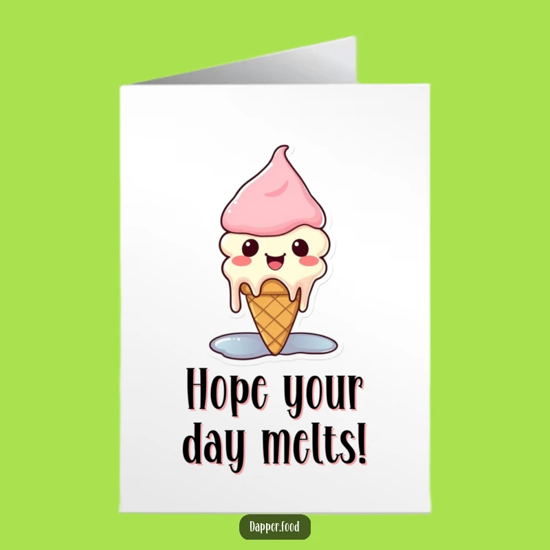 Free Printable Birthday Card: Happy Melting Ice Cream, Hilarious Downloadable Gift for Sweet Celebrations