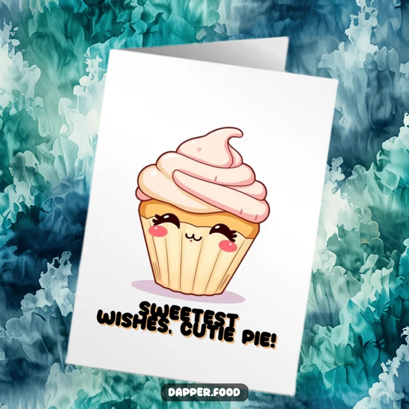 Funny Free Printable Birthday Card: Giggling cupcake character with frosting blowing a kiss. A sweet, downloadable celebration.