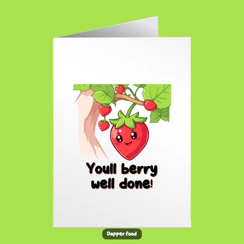 Free Printable Congrats Card: Swinging Strawberry Joy, Exciting Downloadable Greeting, Fun DIY Gift