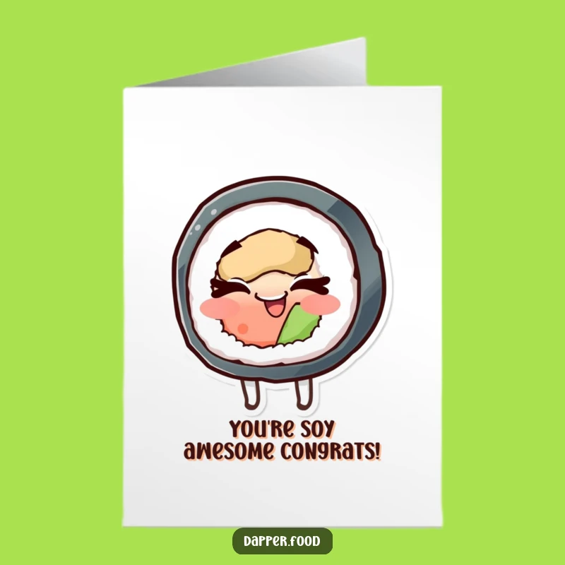 Free Printable Congrats Sushi Card: Funny Spinning Roll Downloadable Gift