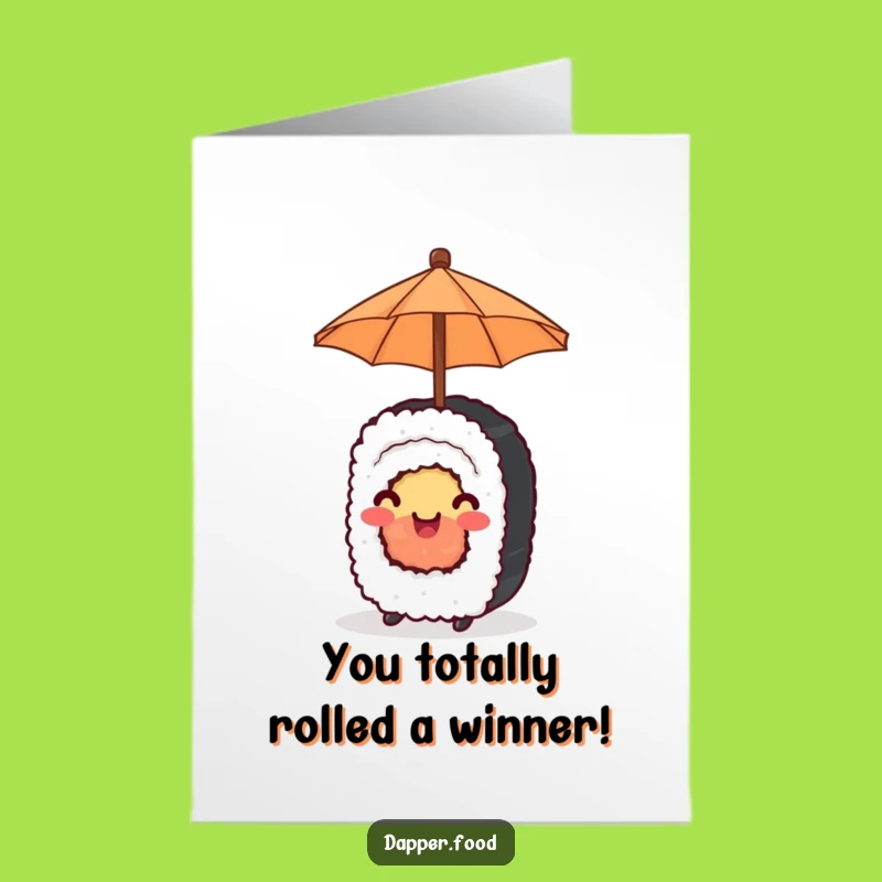 Free Printable Sushi Congrats Card: Umbrella Roll Downloadable Funny Gift