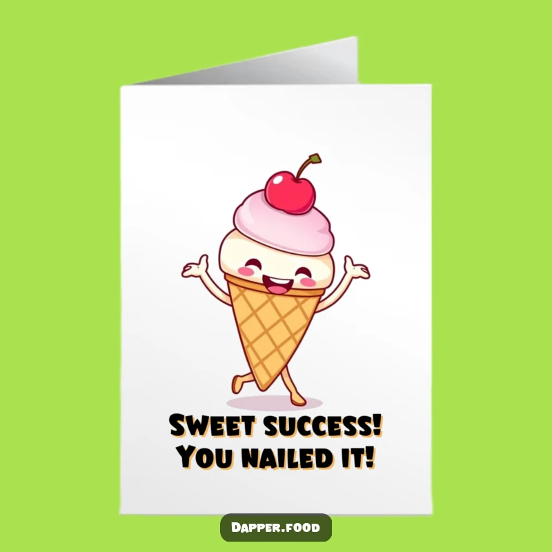 Free Printable Congratulations Card: Joyful Ice Cream Cone Jigging Downloadable