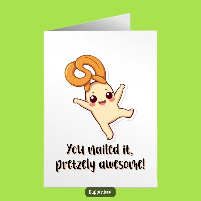 Free Printable Pretzel Congrats Card: Funny Cartwheel Snack Downloadable Celebration!