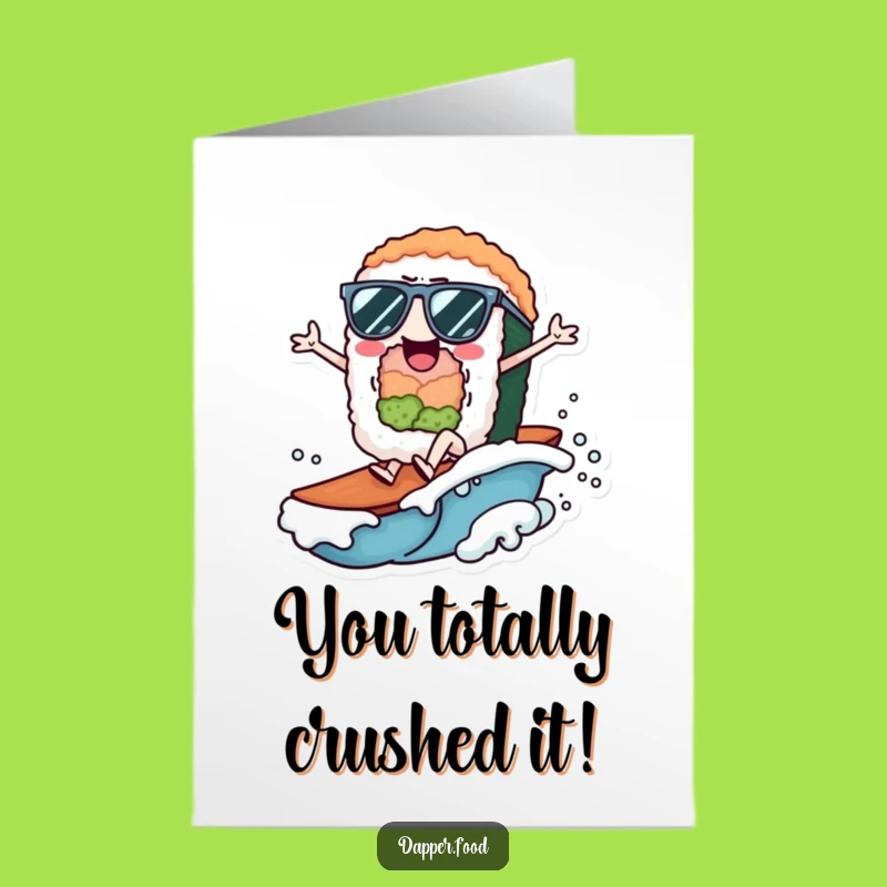Free Printable Sushi Congrats Card: Funny Wave Rider Downloadable Gift