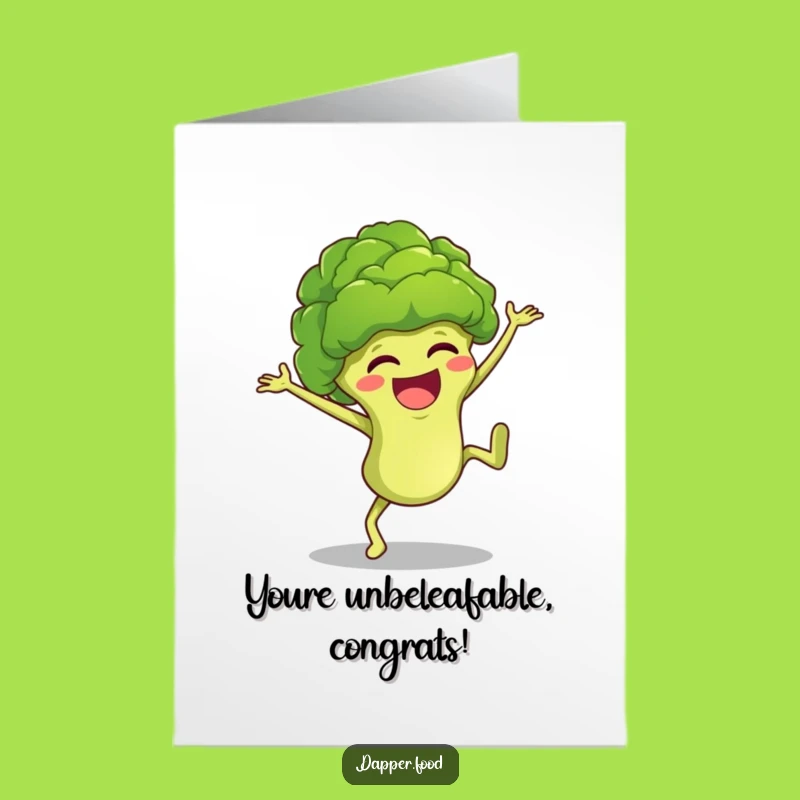 Free Printable Congrats Card: Giggling Broccoli Floret cartwheels for a funny downloadable gift!