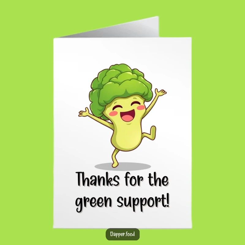Free Printable Broccoli Thank You Card: Giggling Floret cartwheels for that perfect downloadable gift!