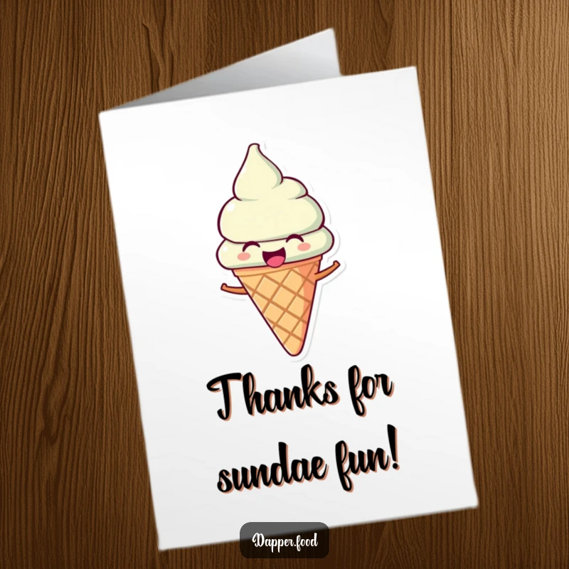 Funny Free Printable Thank You Card: A joyous ice cream cone singing sweetly to express heartfelt thanks.