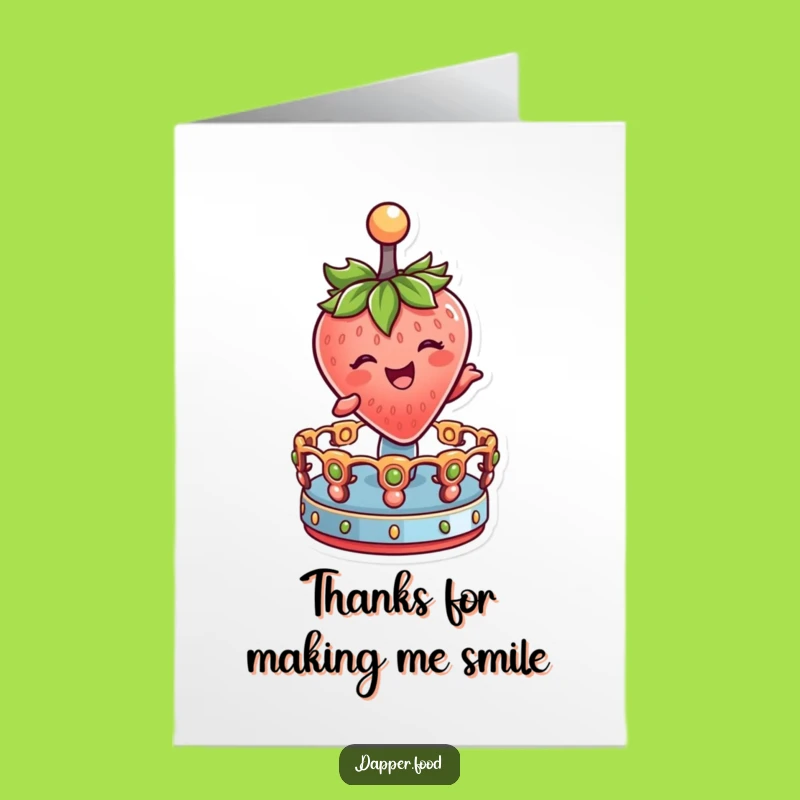 Free Printable Strawberry Thank You Card: Funny Merry-Go-Round Downloadable Gift