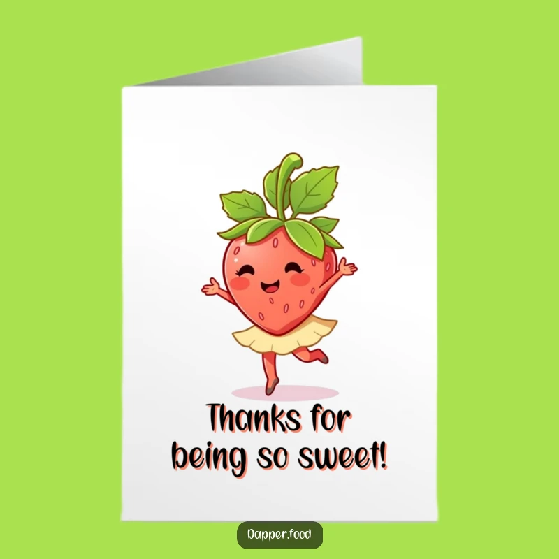 Free Printable Thank You Card: Dancing Strawberry Ballet Twirl Downloadable