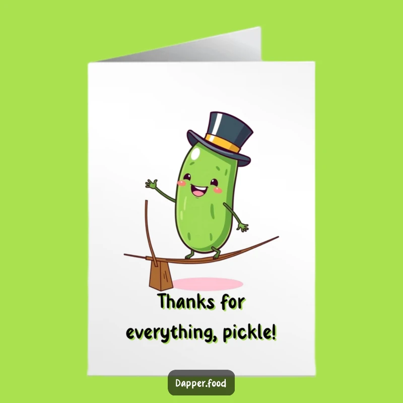 Free Printable Thank You Card: Funny Pickle Balance, Appreciative Downloadable Gift