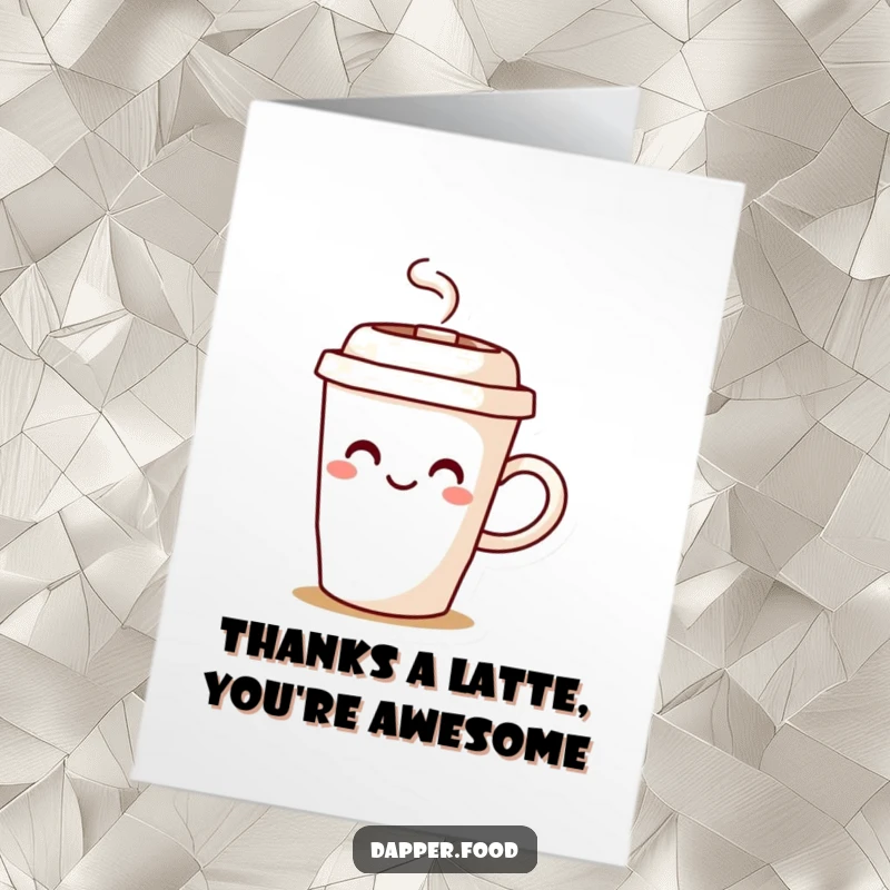 Funny Free Printable Thank You Card: Smiling coffee cup with steam, heartfelt thanks digital card