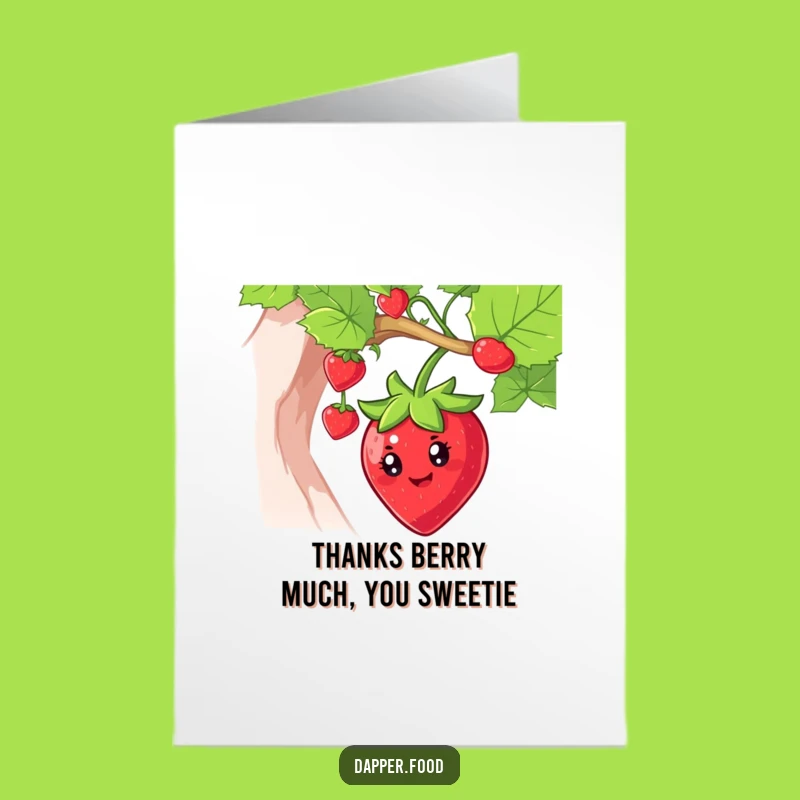 Free Printable Thank You Card: Grateful Strawberry Swing, Appreciative Downloadable Greeting, Heartfelt DIY Gift