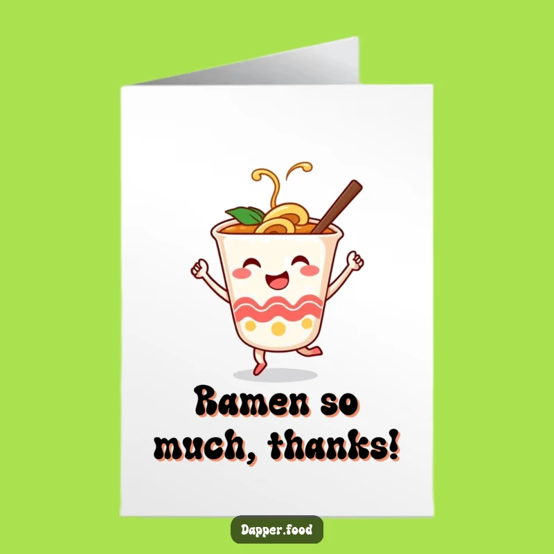 Free Printable Thank You Card: Ramen's Dancing Thanks - Appreciative Downloadable Greeting