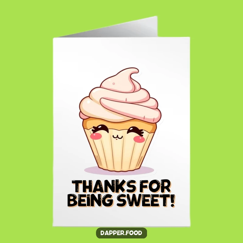Free Printable Thank You Cupcake Card: Funny Kissing Treat Downloadable Gift