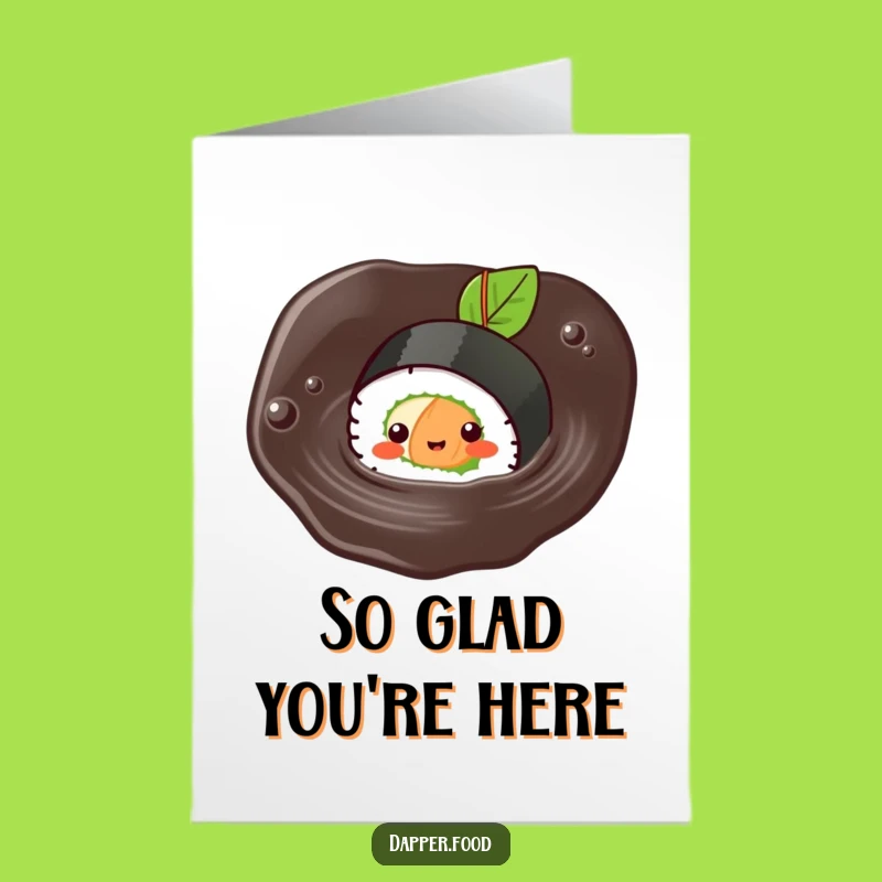 Free Printable Thank You Card: Cute Sushi Roll Swimming, Funny Downloadable Gift for Your Appreciation