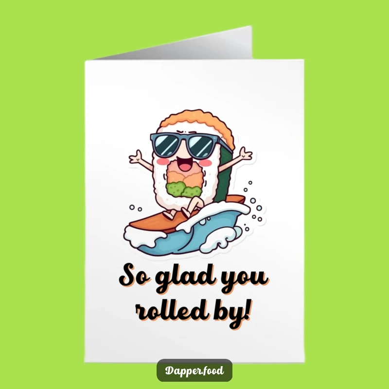 Free Printable Sushi Thank You Card: Funny Wave Rider Downloadable Gift