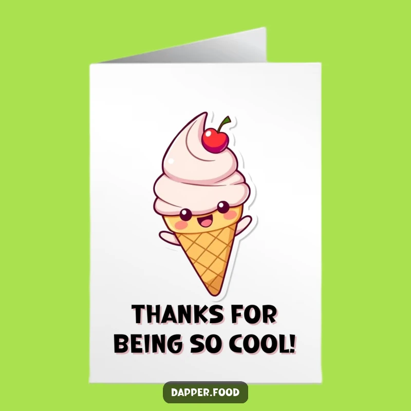 Free Printable Thank You Card: Sliding Ice Cream Cone Funny Downloadable Gift