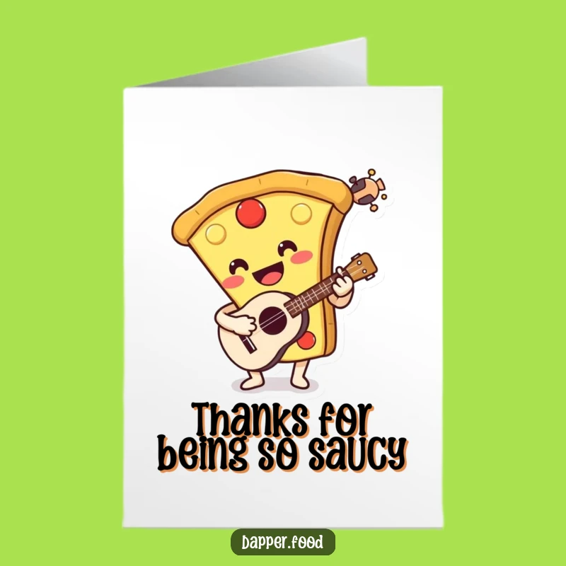 Free Printable Thank You Card: Pizza Ukulele Serenade - Print at Home Humorous Gift