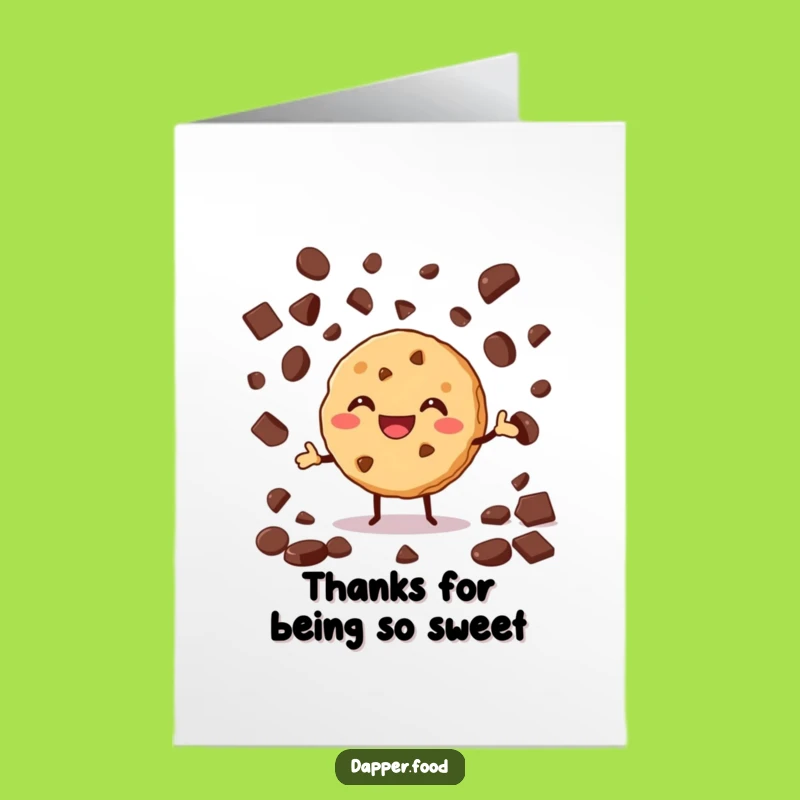 Free Printable Cookie Thank You Card: Funny Juggling Cookie & Chips Downloadable
