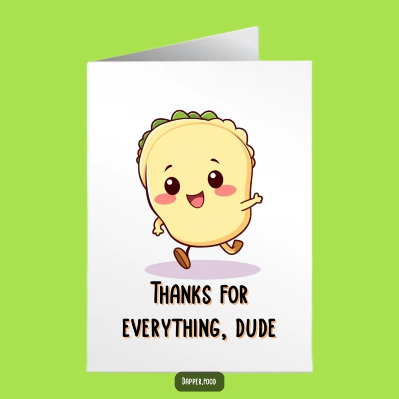 Free Printable Thank You Card: Adorable Running Taco, Funny Downloadable Gift to Show Appreciation