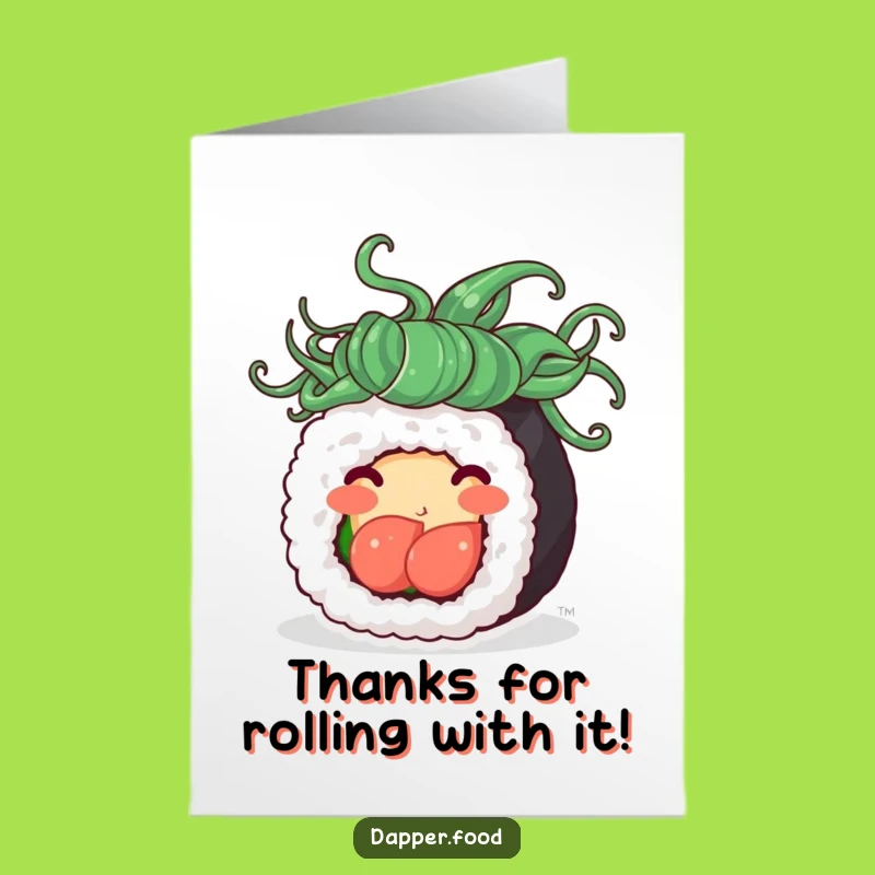 Free Printable Thanks Sushi Card: Funny Downloadable Gift! Gratitude Roll Design