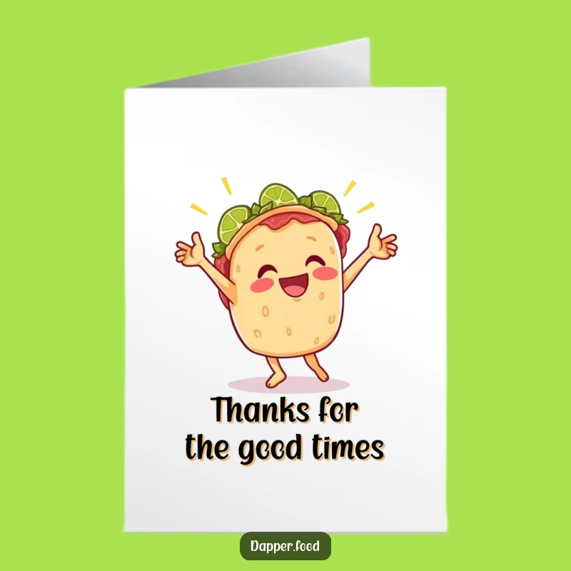 Free Printable Taco Thank You Card: Funny Dancing Taco & Lime Downloadable