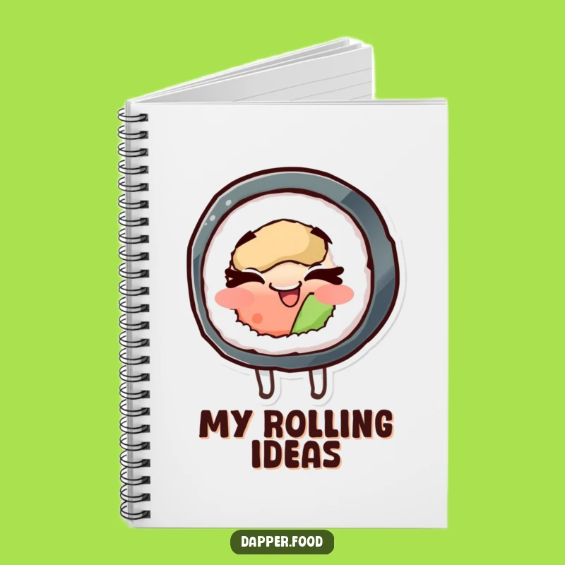 Funny Sushi Spin Notebook: Jot Down Ideas with Cheerful Japanese Flair