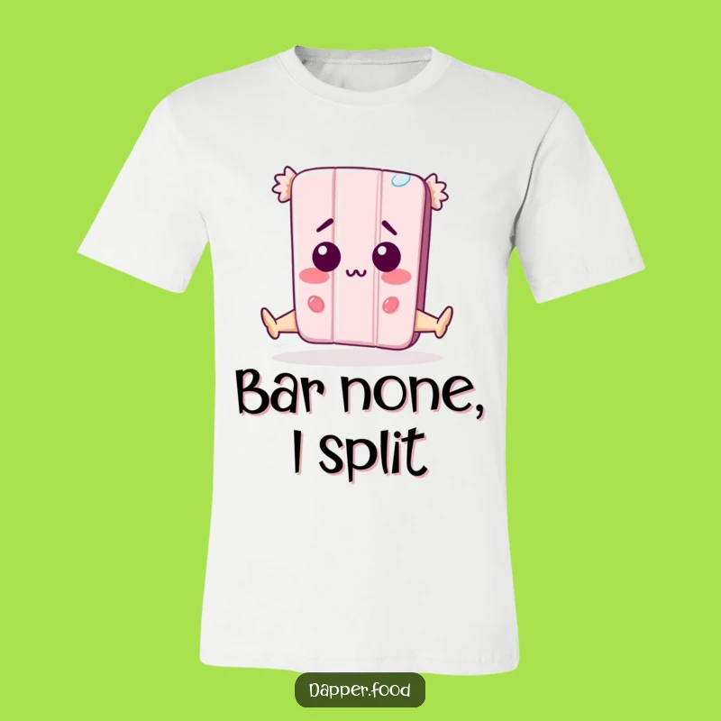 Funny Candy Bar Split T-Shirt: Surprised Character Tee, Unique Funny Gift for Snack Fans