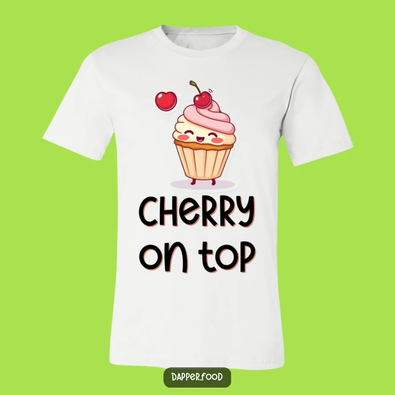 Funny Cupcake Cherry Toss T-Shirt: Playful & Cute Apparel for Dessert Fans