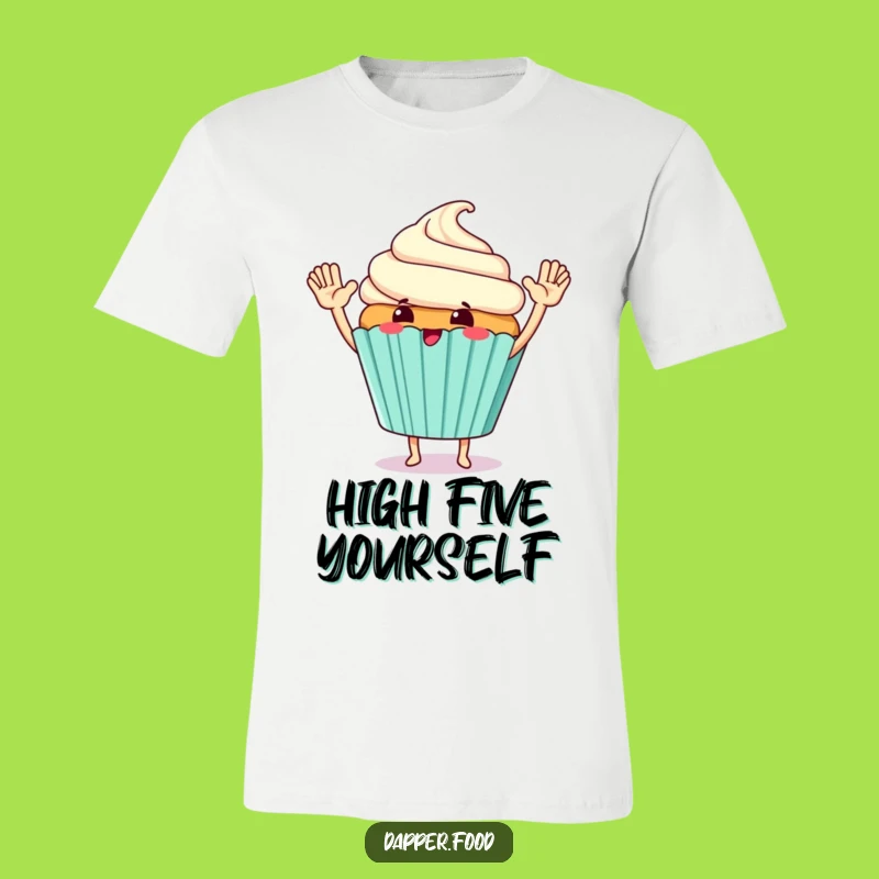 Funny Cupcake High-Five T-Shirt: Giggly Character, Great Gift