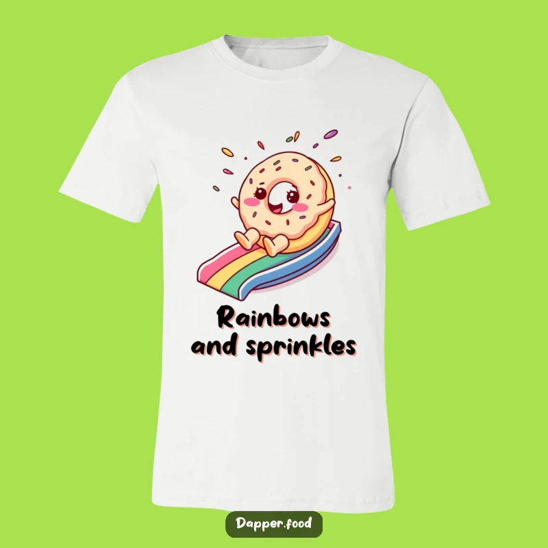 Funny Donut Rainbow Slide T-Shirt: Sweet Character Tee for Happy Vibes
